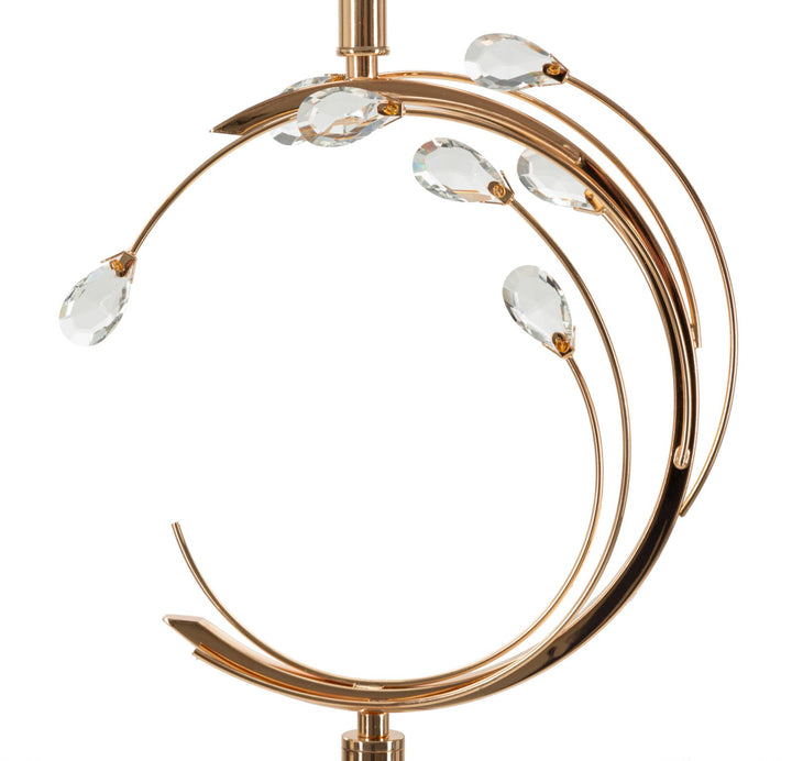 Lámpara de pie blanca y dorada con base redonda – Bruxelles diseño moderno