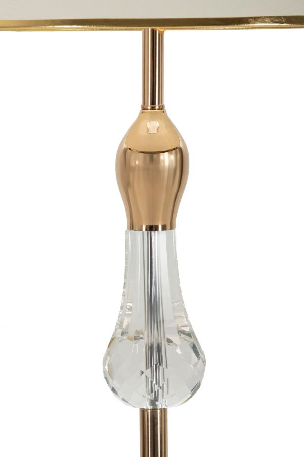 Lámpara de pie verde y dorada con pantalla de tela – Bratislava moderna