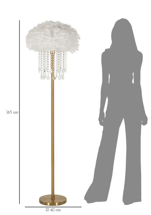 Lámpara de pie estilo cristal blanca con pantalla de tela – Diamon Collection