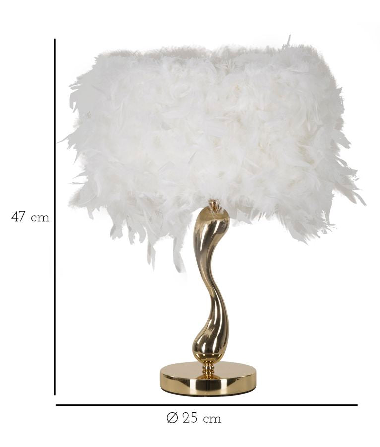Lámpara de mesa de plumas blanca con base dorada – Cart Collection