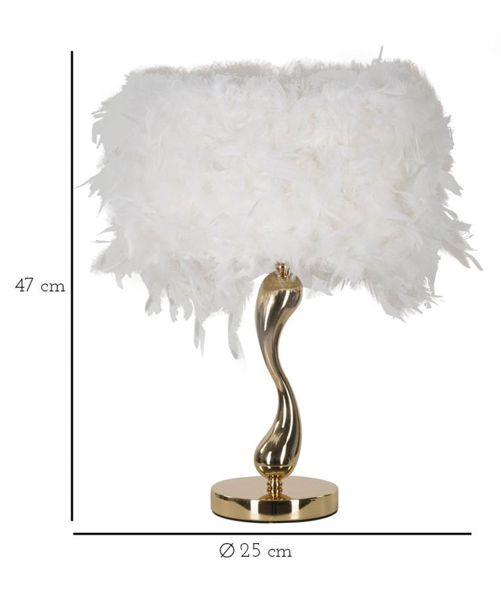 Lámpara de mesa de plumas blanca con base dorada – Cart Collection