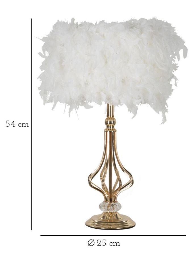 Lámpara de mesa de plumas blanca con base decorativa – Tarty diseño