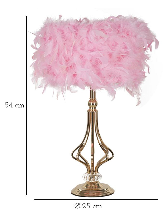 Lámpara de mesa de plumas rosa con base decorativa – Tarty Collection
