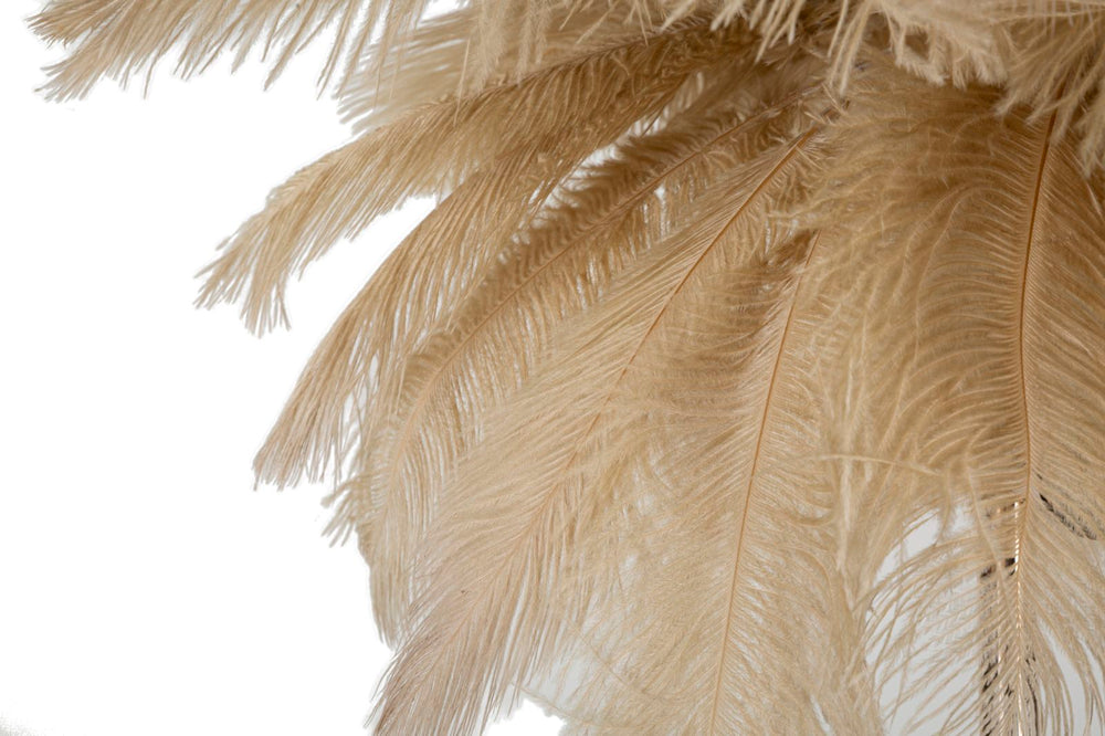 Lámpara de mesa palmera camello con pantalla de tela – Diseño tropical
