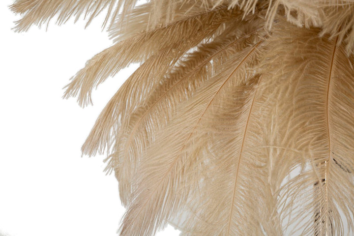 Lámpara de mesa palmera camello con pantalla de tela – Diseño tropical