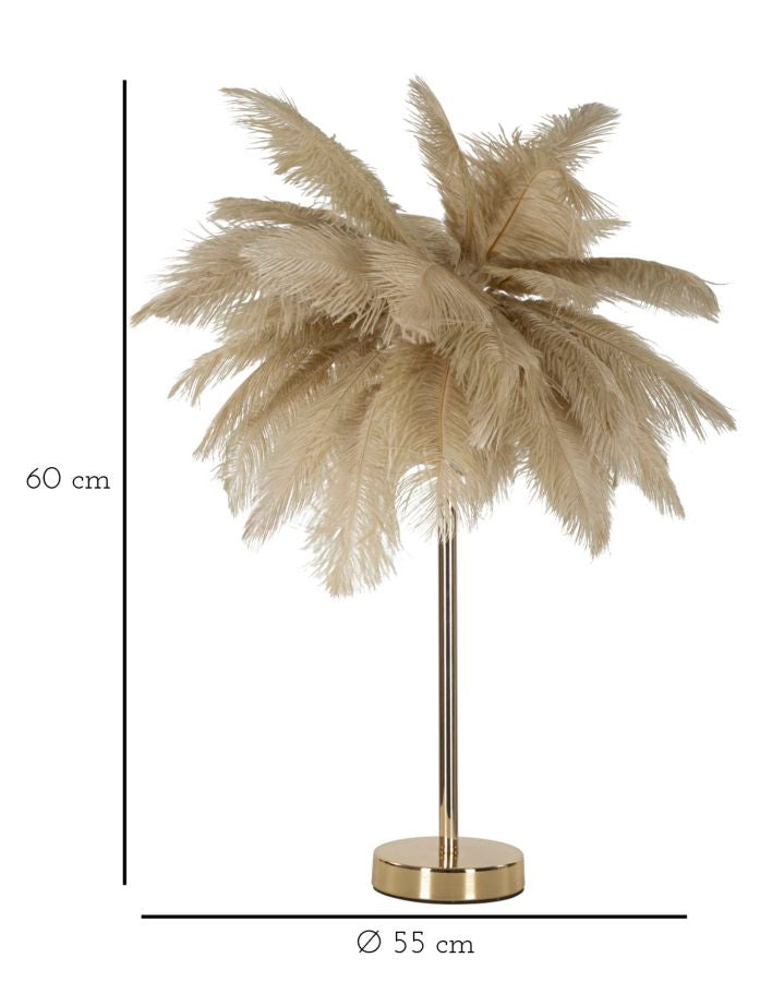Lámpara de mesa palmera camello con pantalla de tela – Diseño tropical