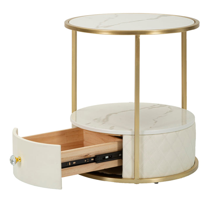 Mesita de noche blanca con cajón – Sharon