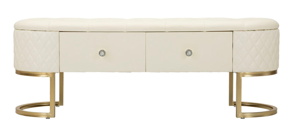 Banco tapizado blanco con cajones – Sharon asiento con almacenaje