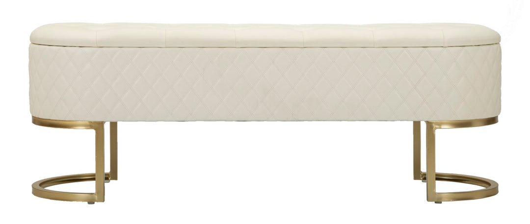Banco tapizado blanco con cajones – Sharon asiento con almacenaje