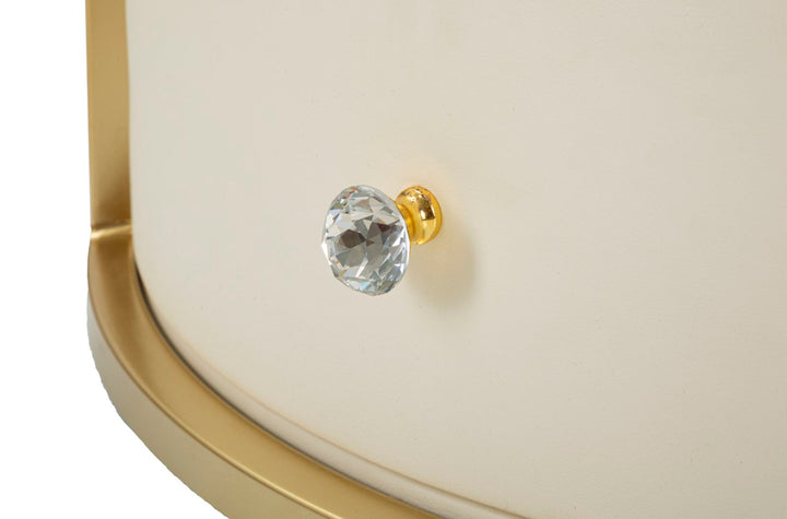 Mesa de centro redonda con base dorada – Sharon diseño moderno