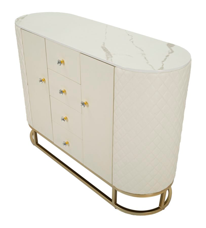 Armario de madera blanco con base dorada – Sharon módulo de almacenaje