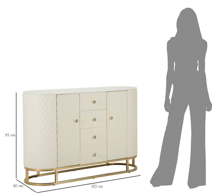 Armario de madera blanco con base dorada – Sharon módulo de almacenaje