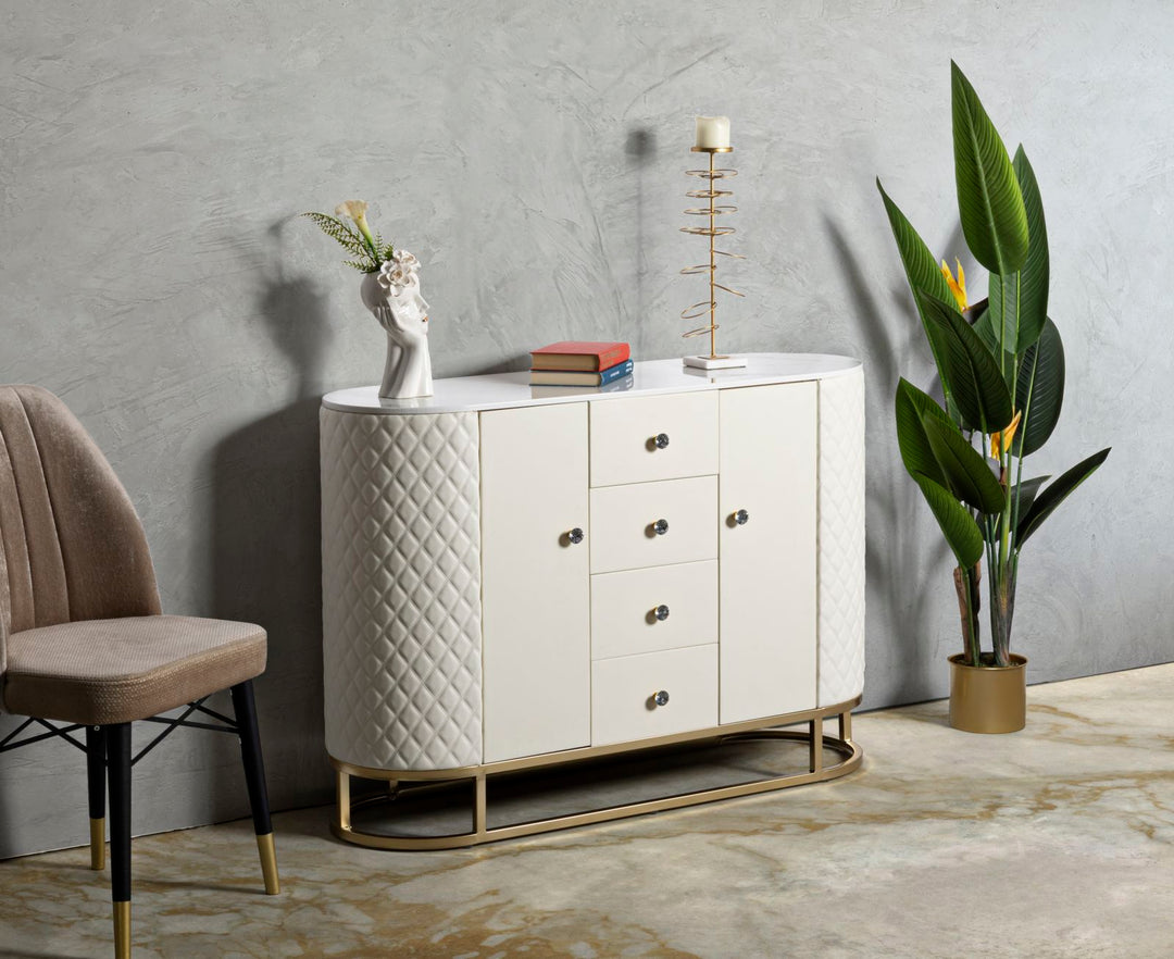 Armario de madera blanco con base dorada – Sharon módulo de almacenaje