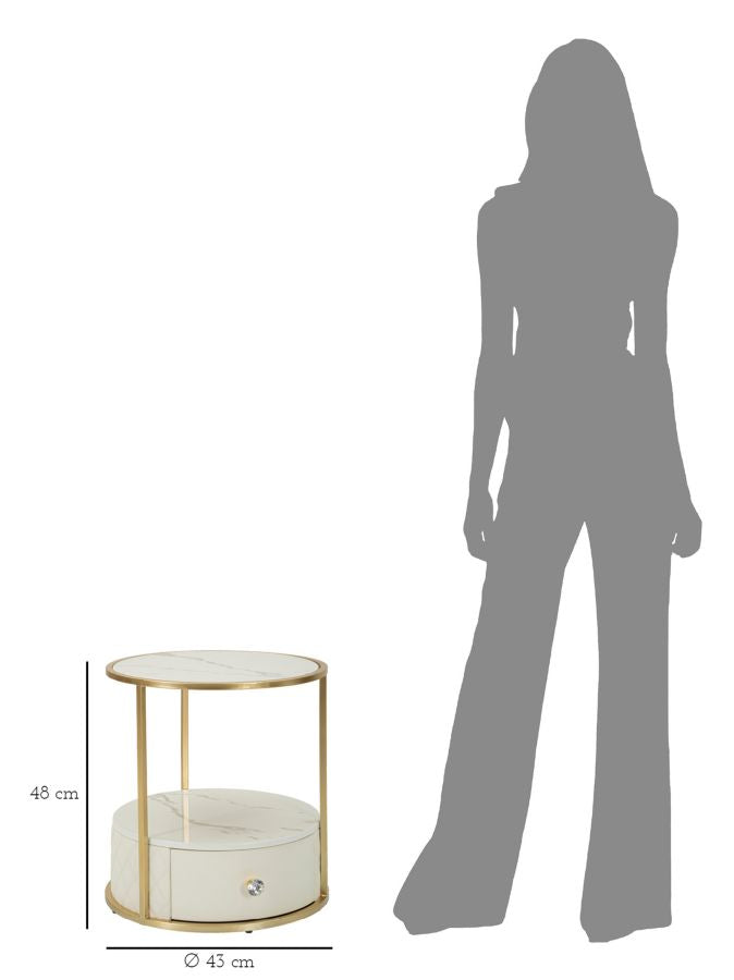 Mesita de noche blanca con cajón – Sharon