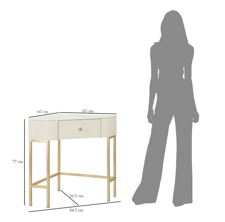 Mesa consola blanca con marco dorado – Angie diseño elegante