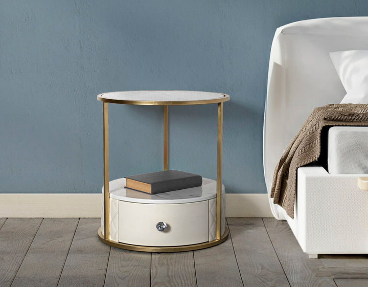 Mesita de noche blanca con cajón – Sharon