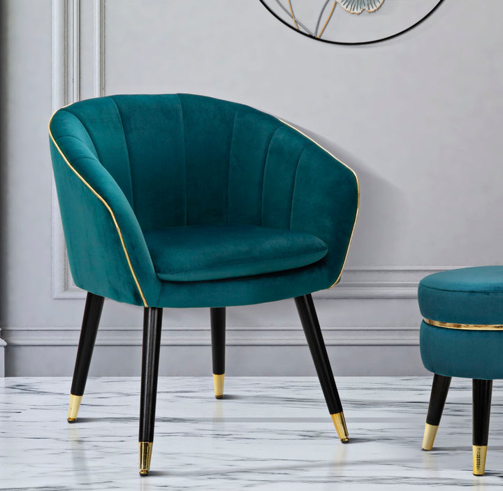 Sillón de terciopelo turquesa con patas doradas – Paris sillón de acento