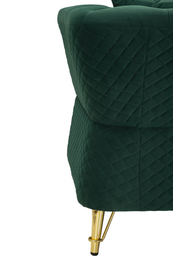 Sofá de terciopelo verde con cojines – Emy 2 plazas