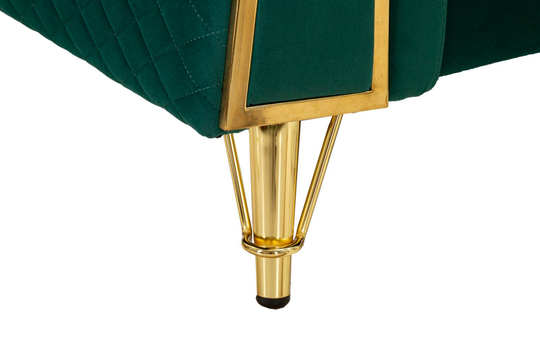 Sofá de terciopelo verde con cojines – Emy 2 plazas