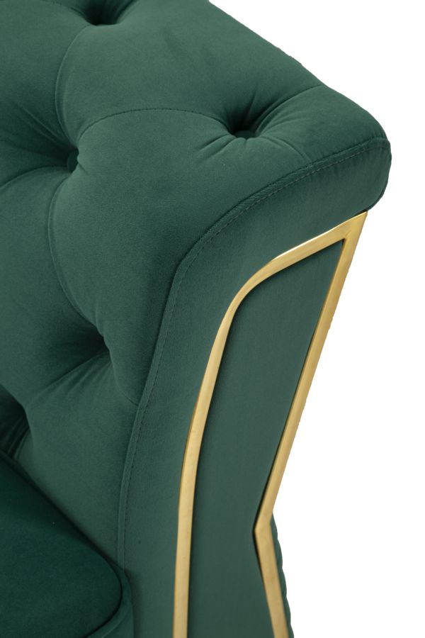 Sofá de terciopelo verde con cojines – Emy 2 plazas