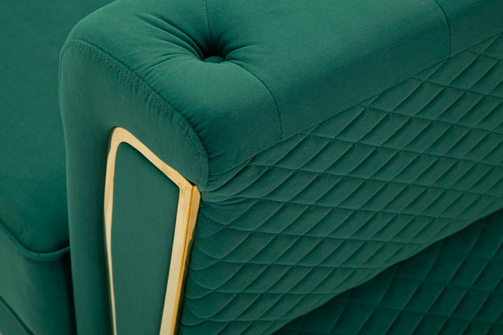 Sofá de terciopelo verde con cojines – Emy 2 plazas