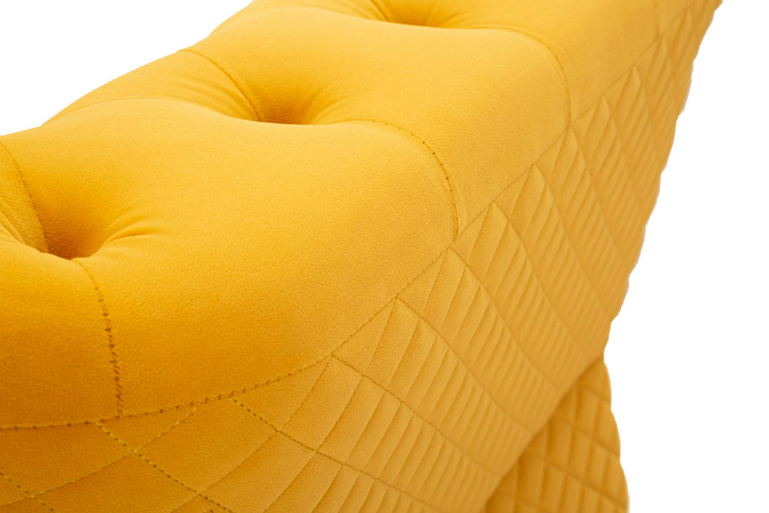 Sillón de terciopelo mostaza con cojín – Emy sillón de acento