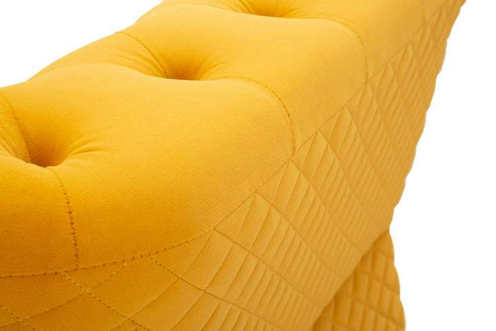 Sillón de terciopelo mostaza con cojín – Emy sillón de acento