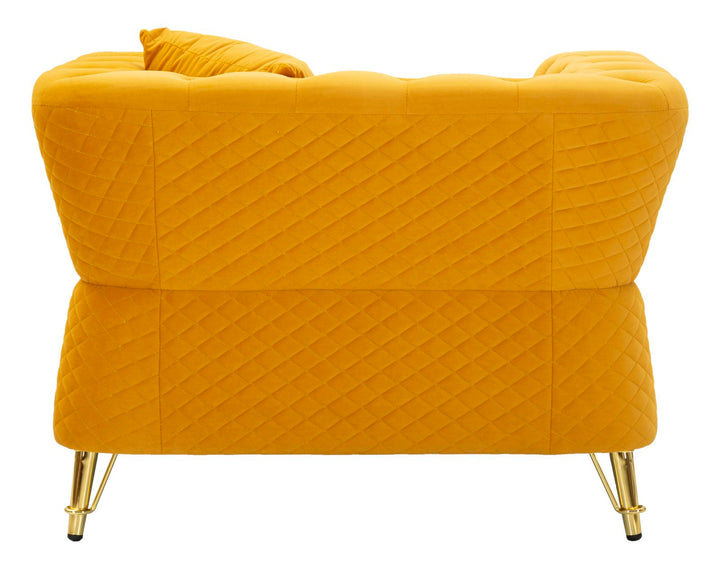 Sillón de terciopelo mostaza con cojín – Emy sillón de acento