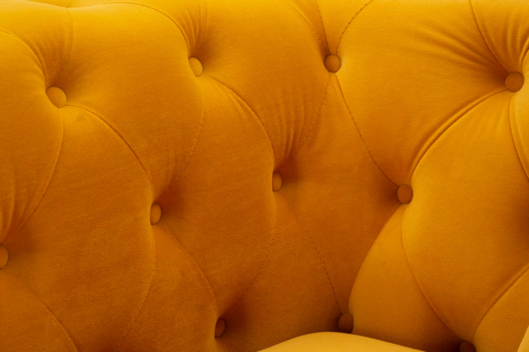 Sillón de terciopelo mostaza con cojín – Emy sillón de acento