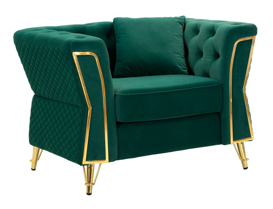 Sillón de terciopelo verde con cojín – Emy sillón de acento