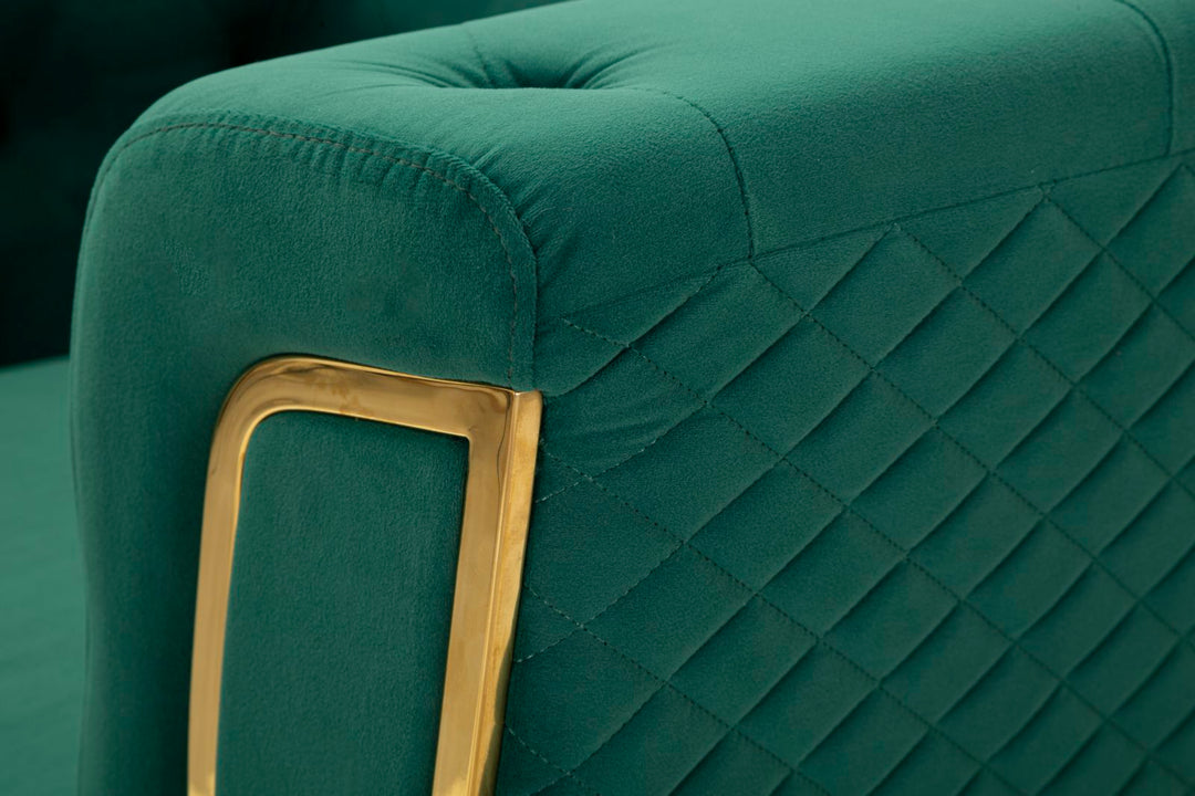 Sillón de terciopelo verde con cojín – Emy sillón de acento