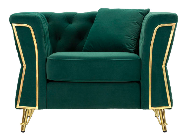 Sillón de terciopelo verde con cojín – Emy sillón de acento