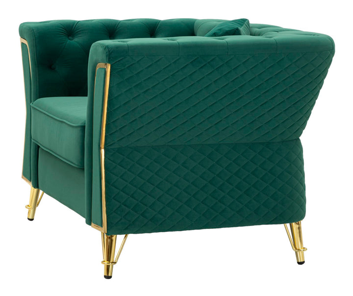 Sillón de terciopelo verde con cojín – Emy sillón de acento