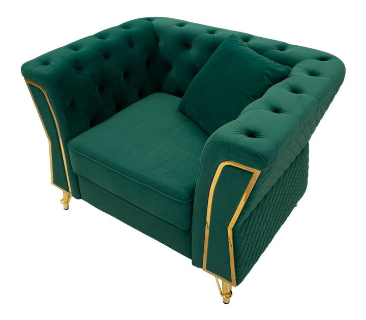Sillón de terciopelo verde con cojín – Emy sillón de acento