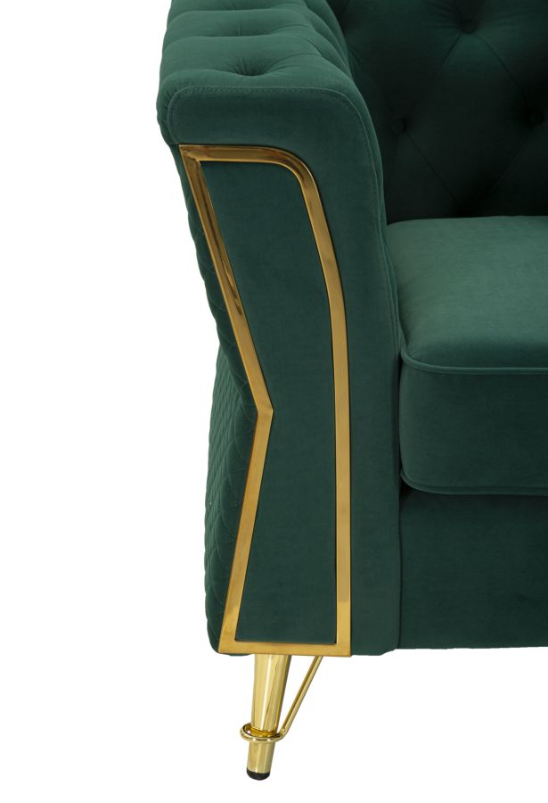 Sillón de terciopelo verde con cojín – Emy sillón de acento