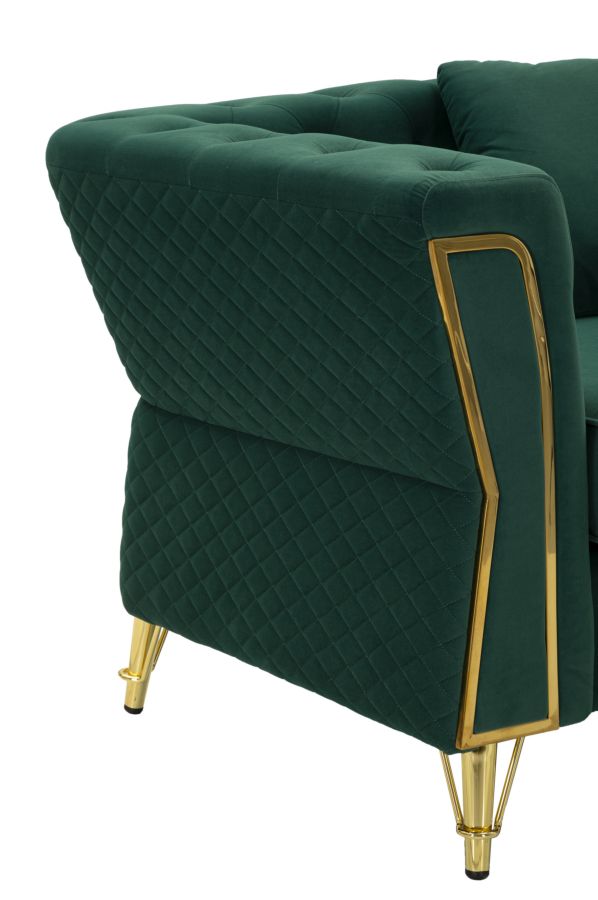 Sillón de terciopelo verde con cojín – Emy sillón de acento