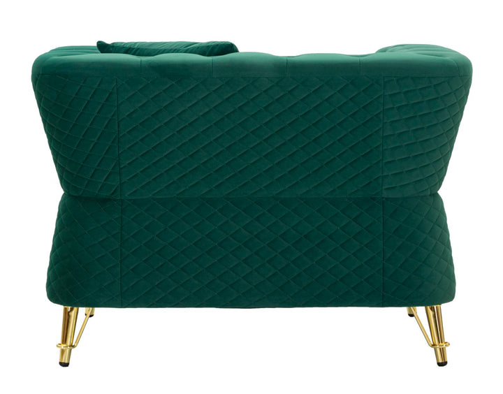 Sillón de terciopelo verde con cojín – Emy sillón de acento