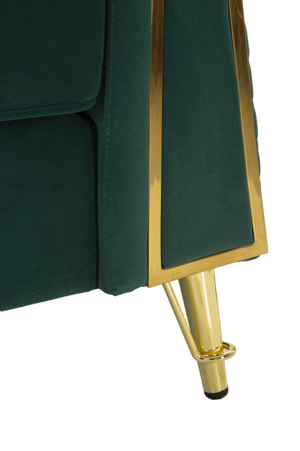 Sillón de terciopelo verde con cojín – Emy sillón de acento
