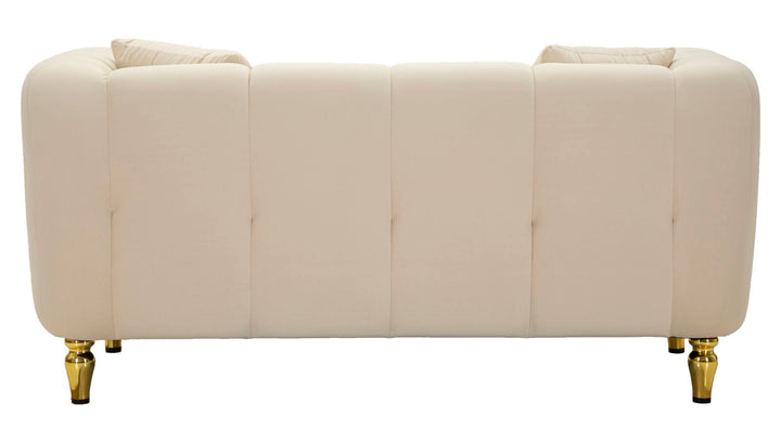 Sofá tapizado crema con cojines – Alma 2 plazas