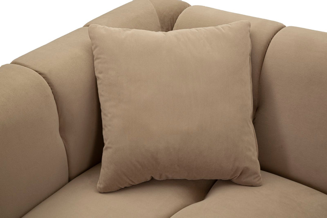 Sofá tapizado gris con cojines – Alma 2 plazas