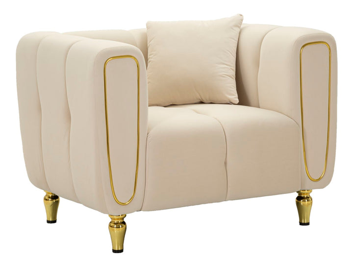 Sillón tapizado crema con cojín – Alma sillón de acento