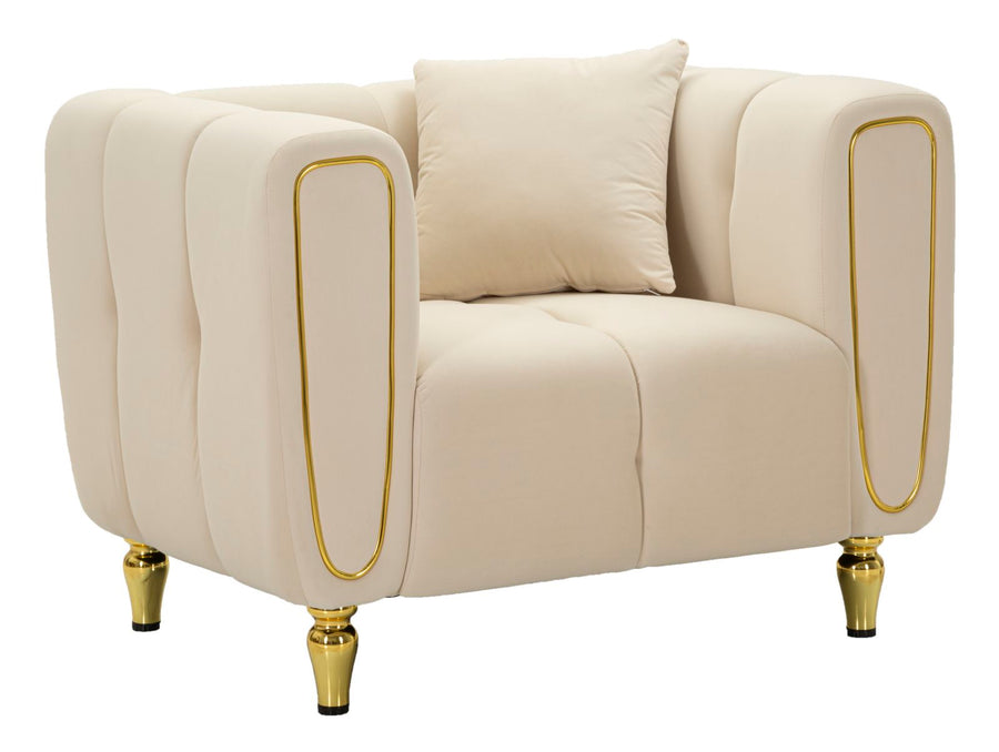 Sillón tapizado crema con cojín – Alma sillón de acento