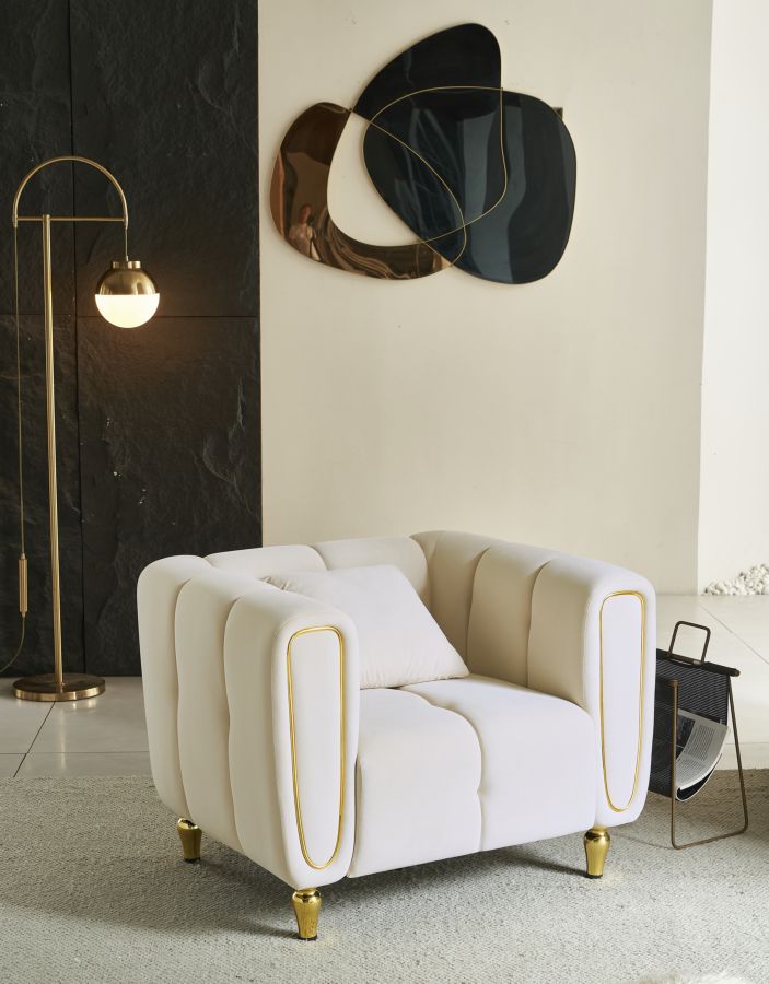 Sillón tapizado crema con cojín – Alma sillón de acento