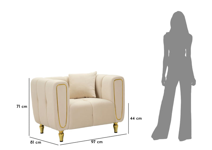 Sillón tapizado crema con cojín – Alma sillón de acento