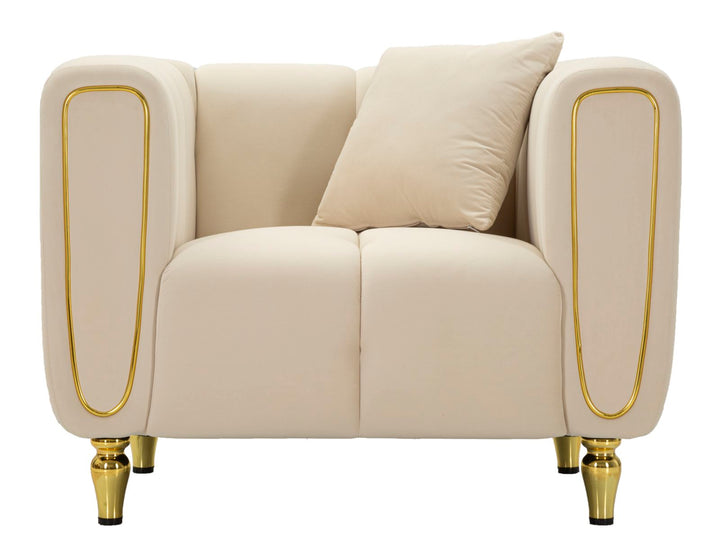 Sillón tapizado crema con cojín – Alma sillón de acento