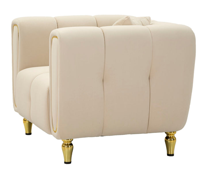 Sillón tapizado crema con cojín – Alma sillón de acento