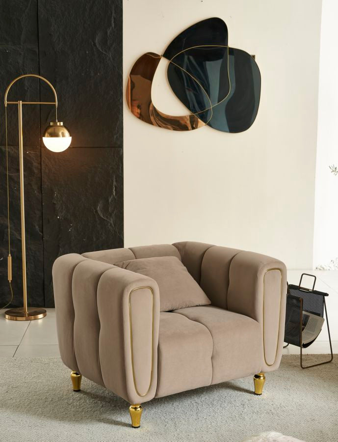 Sillón tapizado gris con cojín – Alma sillón de acento