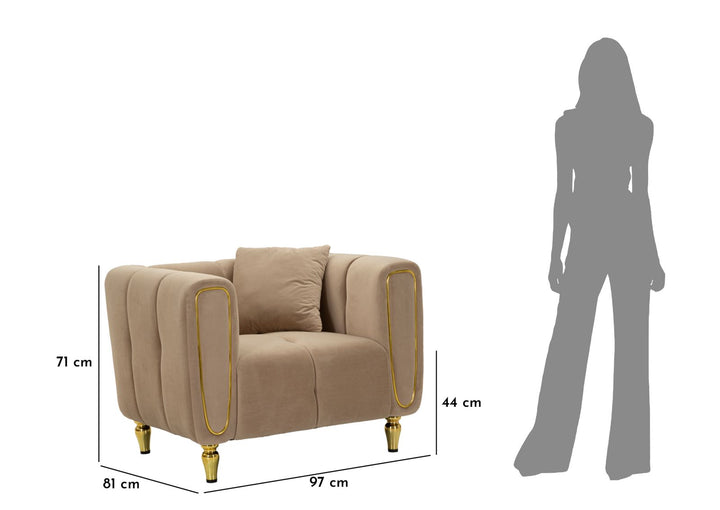 Sillón tapizado gris con cojín – Alma sillón de acento