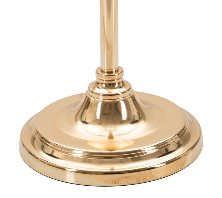 Lámpara de pie beige y dorada con pantalla de tela – Gron contemporánea