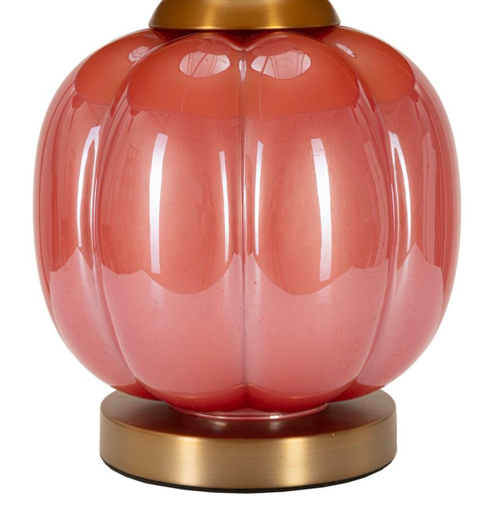 Lámpara de mesa azul y roja con pantalla de tela – Helene Ball diseño